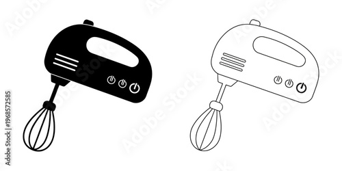 Vector of a hand mixer in with whisk attachments