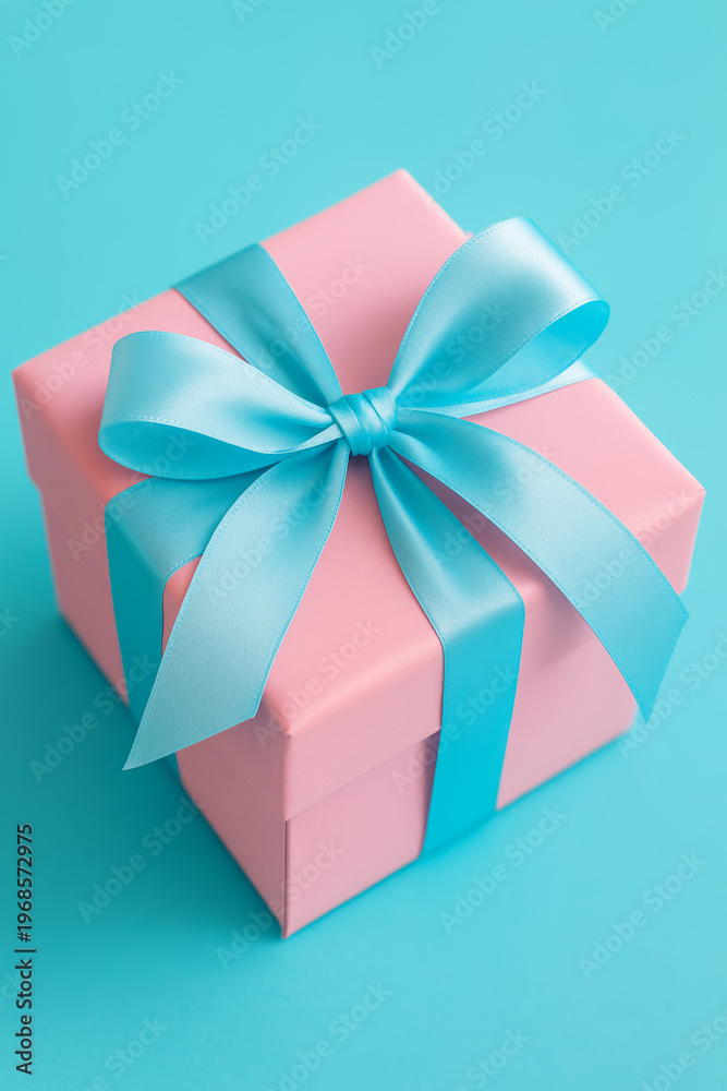 Obraz premium Highquality product mockup showcasing festive packaging with stylish satin bow and pastel background