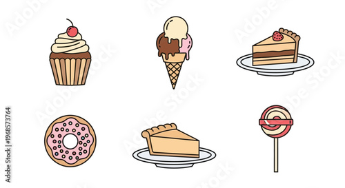 Assorted sweet treats and desserts.