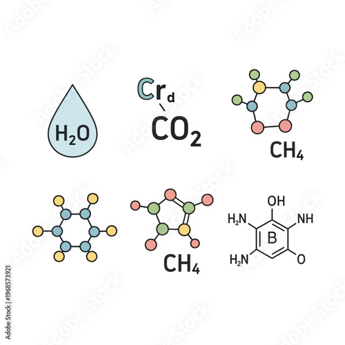 Molecular structures of chemical compounds.