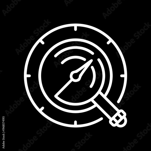 Minimalist White Line Art Analog Tire Pressure Dial Gauge Vector Icon 