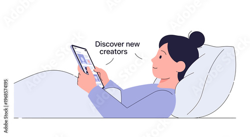 Woman using tablet in bed daily activity concept