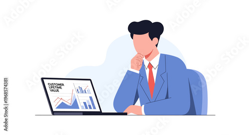Professional examining data charts on a laptop screen for analysis and evaluation business planning concept