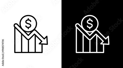 Stock Market Crash White Icon Set Design