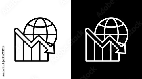 Economic Downturn White Icon Set Design