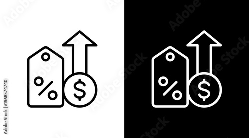 Economic Inflation White Icon Set Design