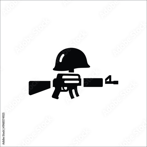 Military Helmet and Rifle Silhouette