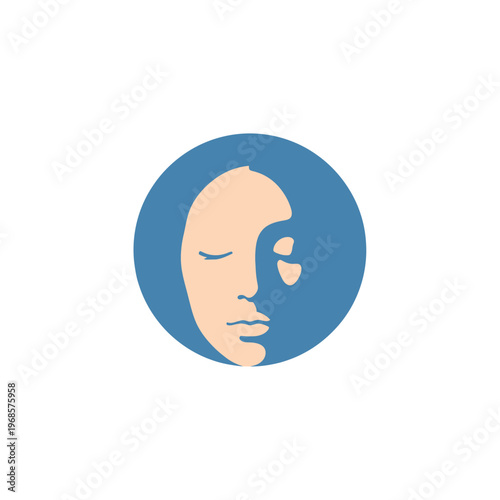 Blue face profile split personality.