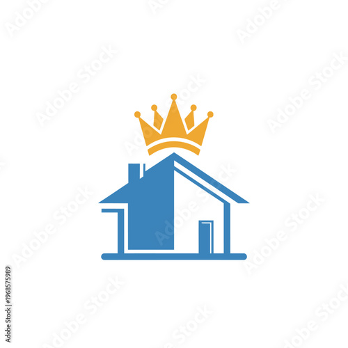 Blue house with golden crown.