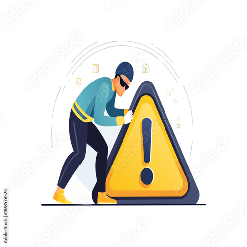 Vigilant Alert to Digital Malice An Illustration of a Cybercriminal Stealing Data, Emphasizing Online Security Risks and Potential System Breaches