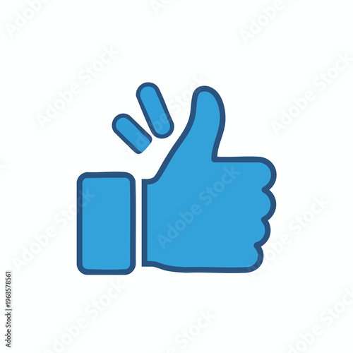 A blue thumb-up icon with three small blue lines appearing above the thumb