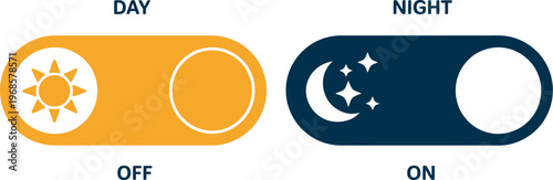 Toggle switch vector icons material design set for on off buttons representing dark mode light mode day and night interface control