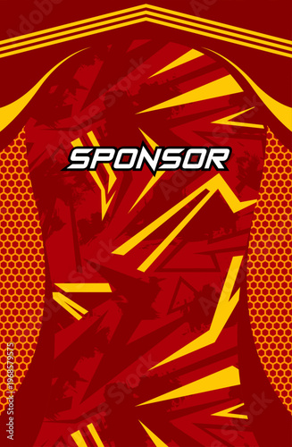 Dynamic Stroke Pattern Sports Jersey Template in Red Orange Colorway
