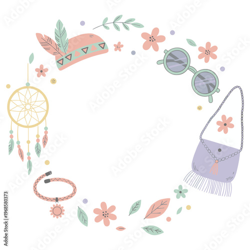 Whimsical dreamcatcher and boho accessories set with floral accents
