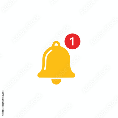 Yellow bell icon with a red circle containing the number 1