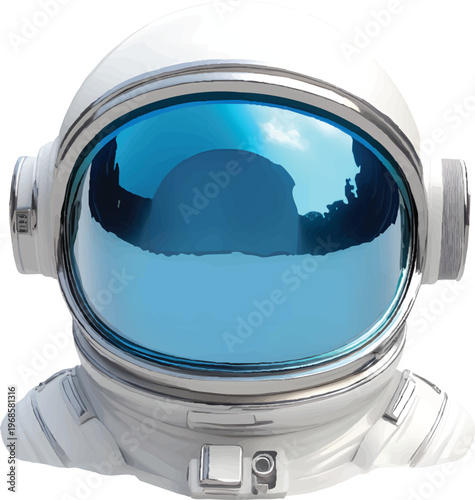 a space helmet with a blue glass visor on a transparent background