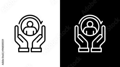 Customer Retention White Icon Set Design