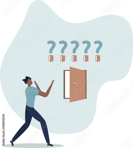Man Choosing the Right Door – Decision Making and Life Path Concept Vector Illustration