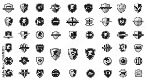 Collection of Distressed Shield and Emblem Designs for Branding.