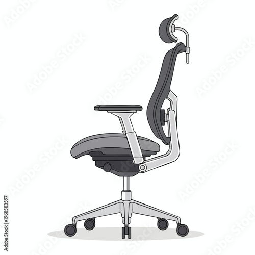 Ergonomic office chair with adjustable headrest, lumbar support, armrests, and wheels
