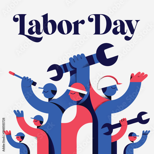 Labor day celebration with diverse workers holding tools with united states with hard work with skilled labor with manual labor with people working with workers rights