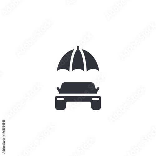Car under umbrella icon representing auto insurance coverage, vehicle protection, and financial safety against accidents or damage.