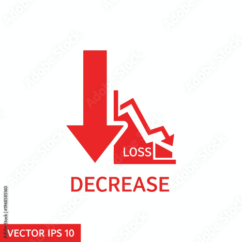 Red arrows and text indicate financial loss and a downward trend