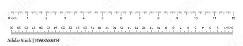 12 Inch and 30 Centimeter dual scale ruler