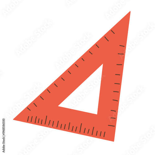 Triangle Ruler with Measurement Marks in Flat Style for Geometry Theme