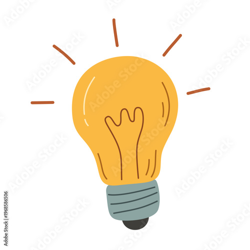 Light Bulb with Idea Concept in Flat Style for Innovation Theme