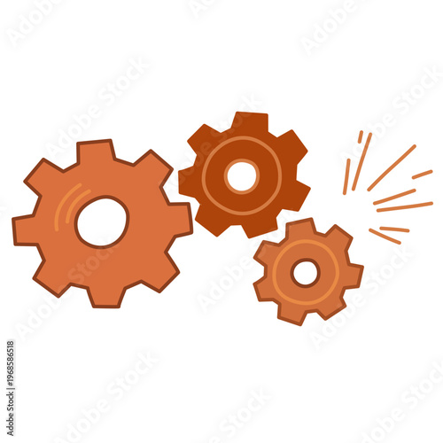 Gears Set with Mechanical Elements in Flat Style for Engineering Theme