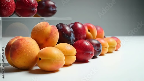 Fresh Plums and Apricots Displayed Artfully