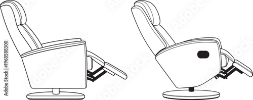 Two reclining chairs in different positions with reclining chair with living room with comfort zone with seating arrangement with lounge chair