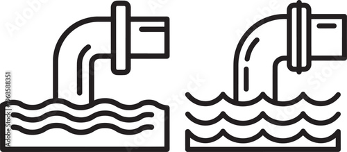 Drainage pipe illustration line art with drainage system with water treatment with environmental protection with dirty water with waste disposal with water management with treatment plant