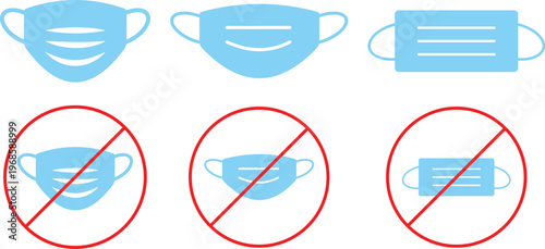 no mask icon. Remove face covering symbols. Mask prohibition graphic design. No face cover symbol. Identity verification sign
