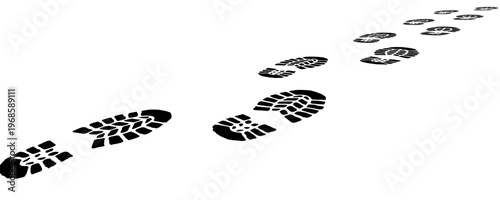 footprint shoe sole tracking path on transparent background, shoe footprint path vector illustration