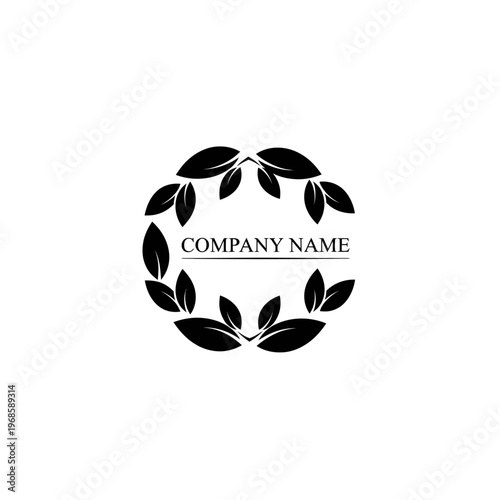 A stylized logo featuring a circular arrangement of leaves surrounds the text COMPANY NAME.
