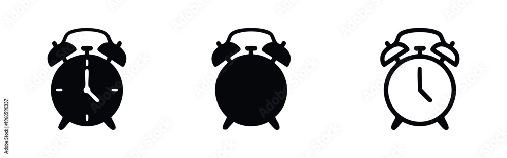 Fototapeta premium Alarm Clock Icon Set. Vector Collection of Time, Wake Up, and Reminder Symbols for Schedule Management