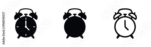 Alarm Clock Icon Set. Vector Collection of Time, Wake Up, and Reminder Symbols for Schedule Management