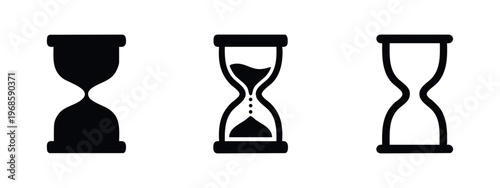 Hourglass icons set. Time, deadline, and countdown symbols in various styles.