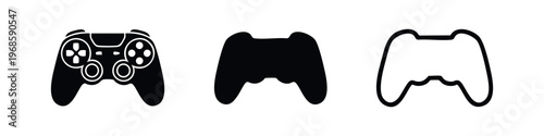 Game Controller Gamepad Icon Set, Video Game Console Joystick Symbols