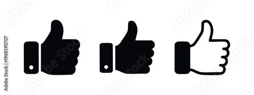 Thumbs Up Like Icon Set: Approval, Positive Feedback, and Agreement Symbols