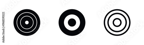 Target and bullseye icons set. Goal, aim, and accuracy symbols.