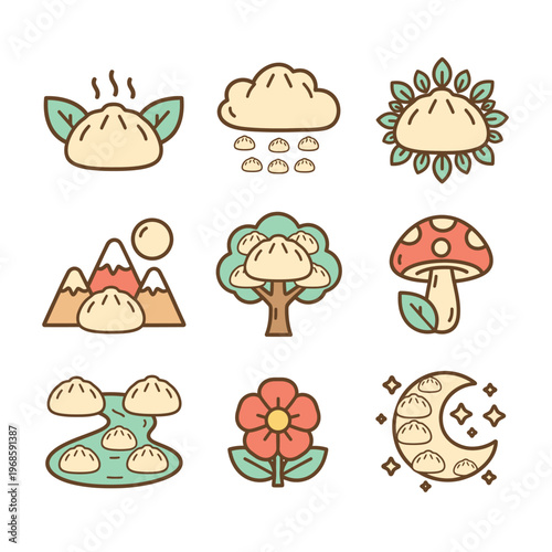 Cute Dumpling Illustrations in Various Themed Scenes.