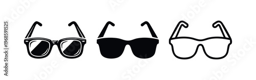 Sunglasses icon set in various styles, eye protection and fashion accessory for summer