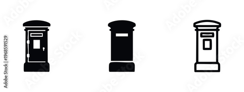 Post box icon set in various styles, mail collection and delivery symbol for communication