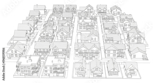 Detailed aerial view of a city street layout.