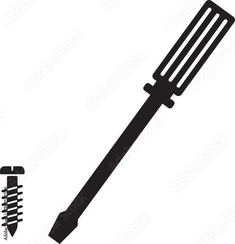 Illustration of a Screwdriver and Screw Tool
