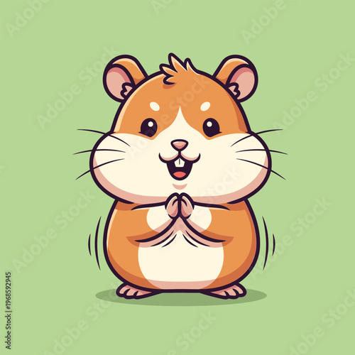 Cute Hamster Character Praying or Begging Gesture.