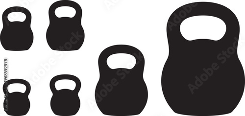 Kettlebell silhouette set black fitness weight icon collection vector